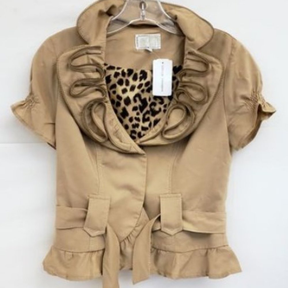 Alberto Makali Khaki Zippered Ruffle Jacket